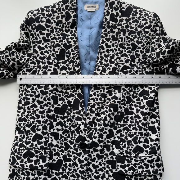 Zadig & Voltaire Viking Heart Blazer Jacket Black Beige Size 34 - Picture 12 of 14